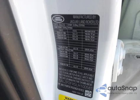 2020 Land Rover Range Rover Evoque Se из США, поврежденный, VIN SALZP2FX5LH100581